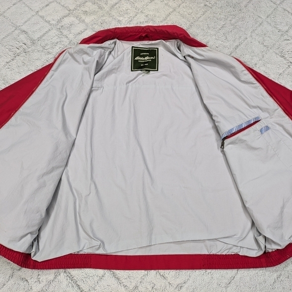 Eddie Bauer Jacket Men's L Red Auburn Lightweight Golf Bomber Full Zip Collar - Picture 4 of 7